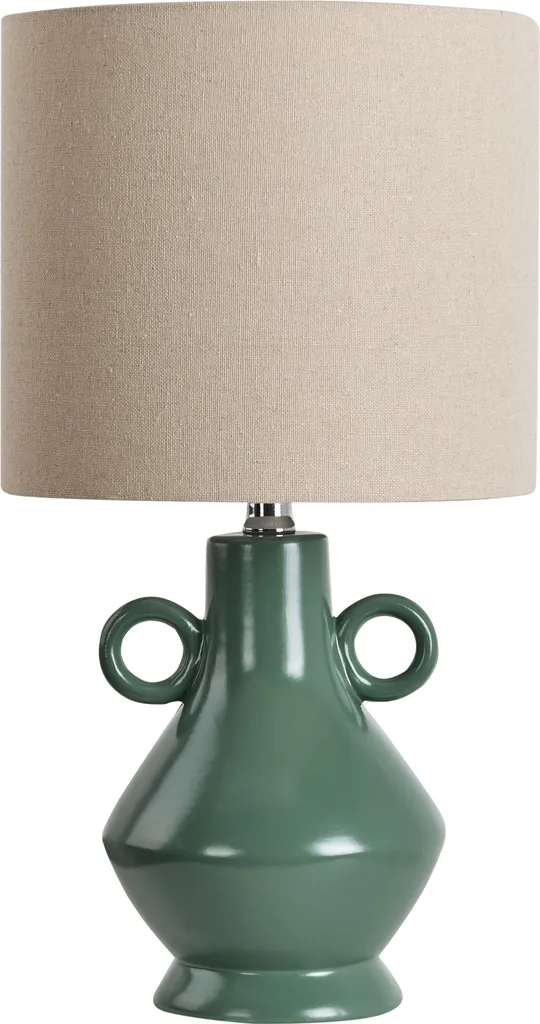 Lampe de chevet design en céramique verte et textile pour salon chic