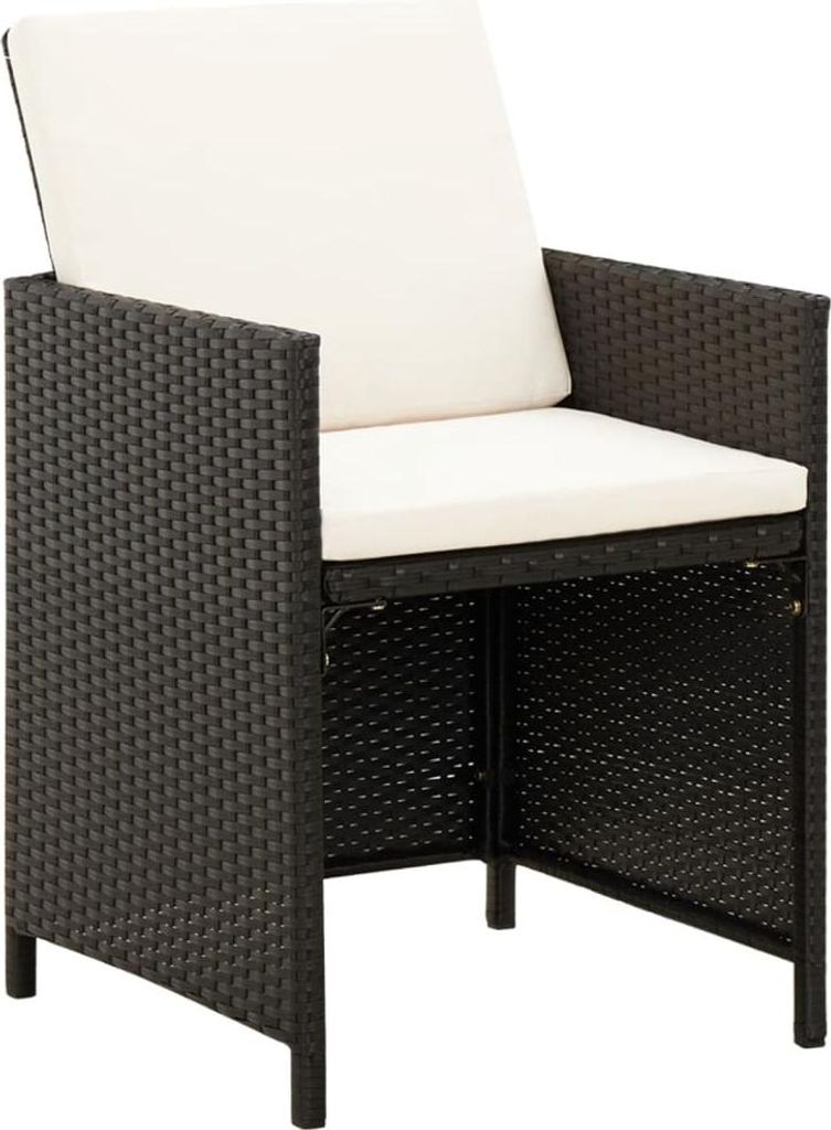 vidaXL 4-tlg. Gartenstuhl und Hocker Set Poly Rattan Schwarz