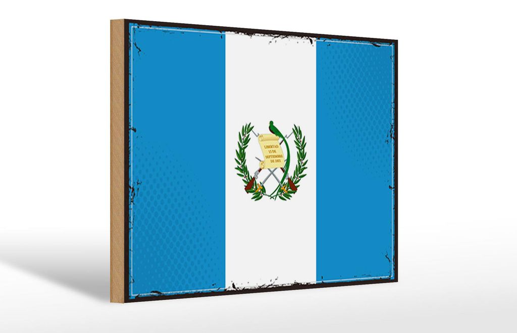 Holzschild Flagge Guatemalas 30x20cm Retro Flag Guatemala