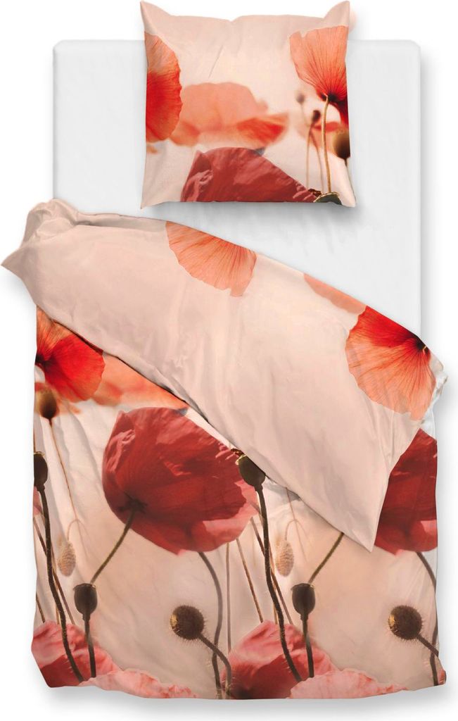 ZO! Home Renforcé Bettwäsche - Campbell - Mohnblumen 200 x 200 cm Mohnblumen, rosé