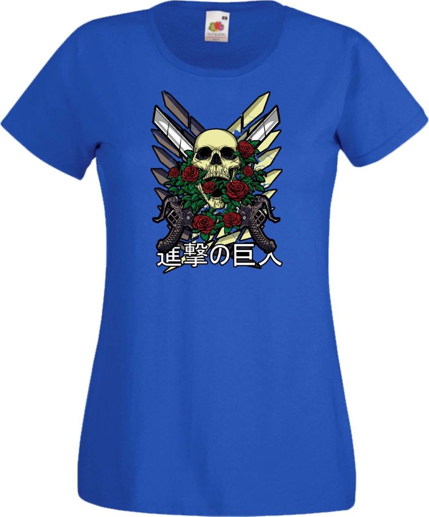 Damen T-Shirt Anime Manga Attack Anime On Titan 02 Beast Attack, Lady M / Blau