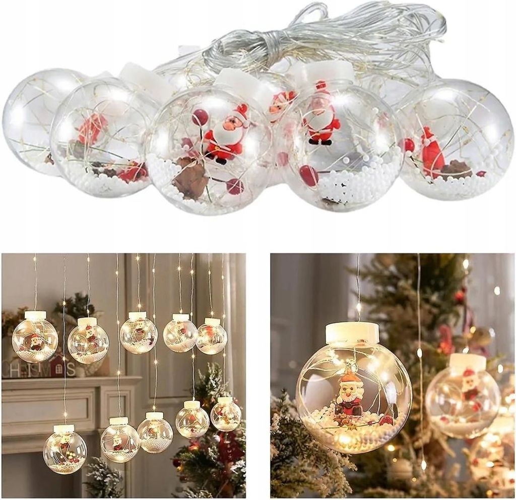 Girlande Weihnachtsvorhang Für Das Fenster Kugeln Weihnachtskugeln Weihnachten 3 M + Fernbedienung