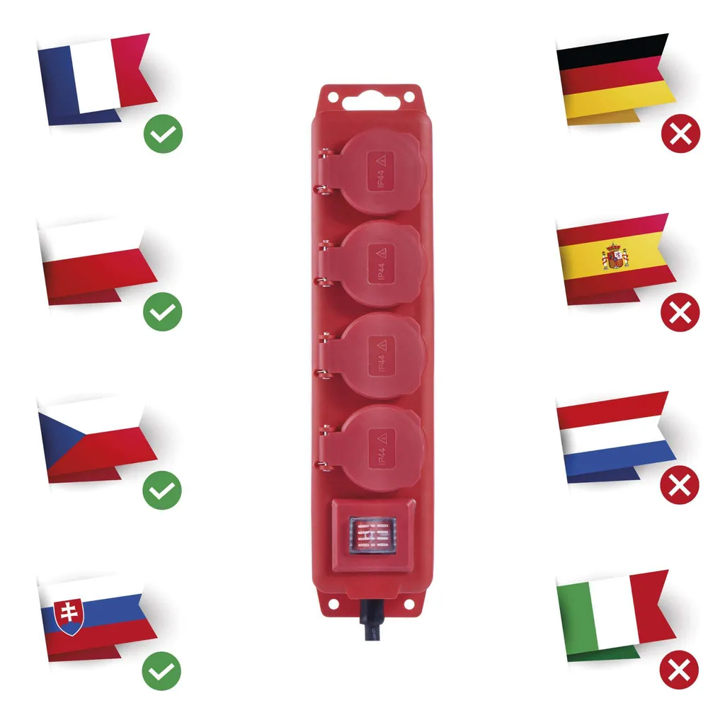 Prolunga da Esterno EMOS 3 Metri 4 Posti con Interruttore - 10