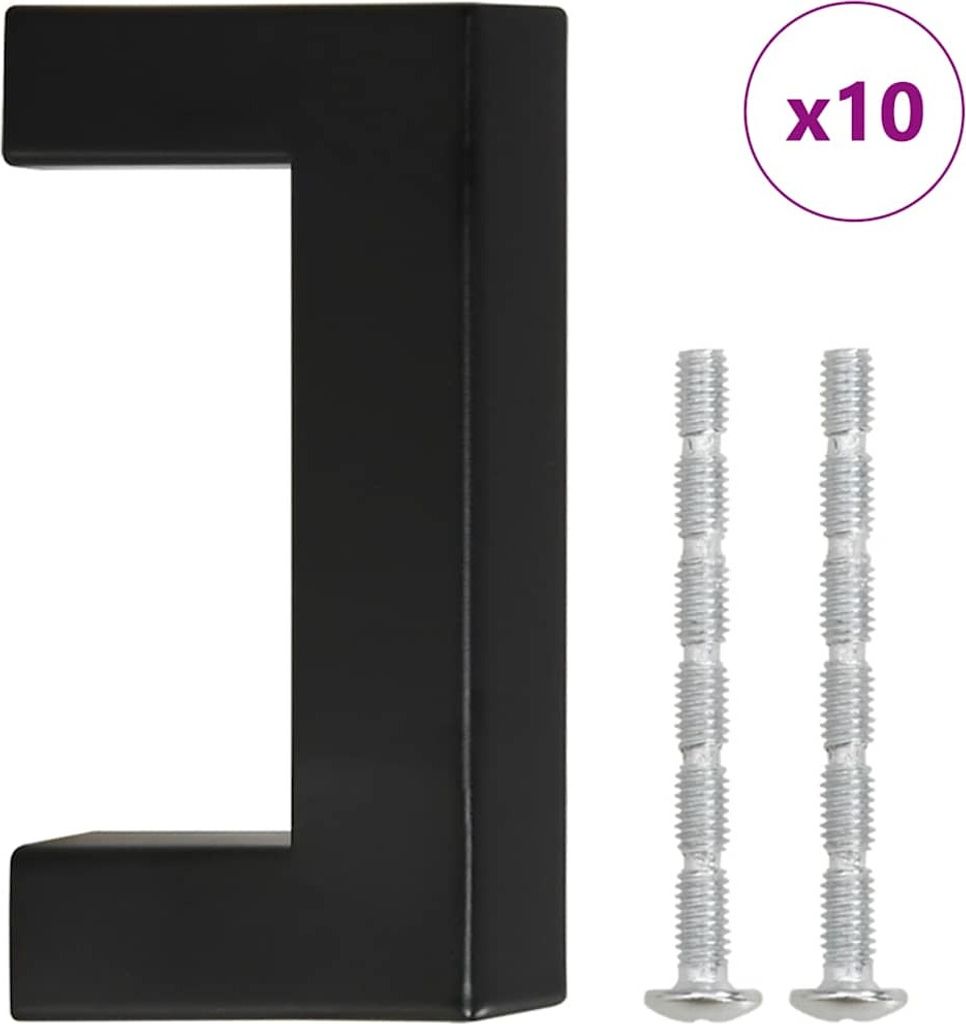 vidaXL Nábytkové úchyty 10 ks čierne 64 mm nerezová oceľ Obrázok produktu 