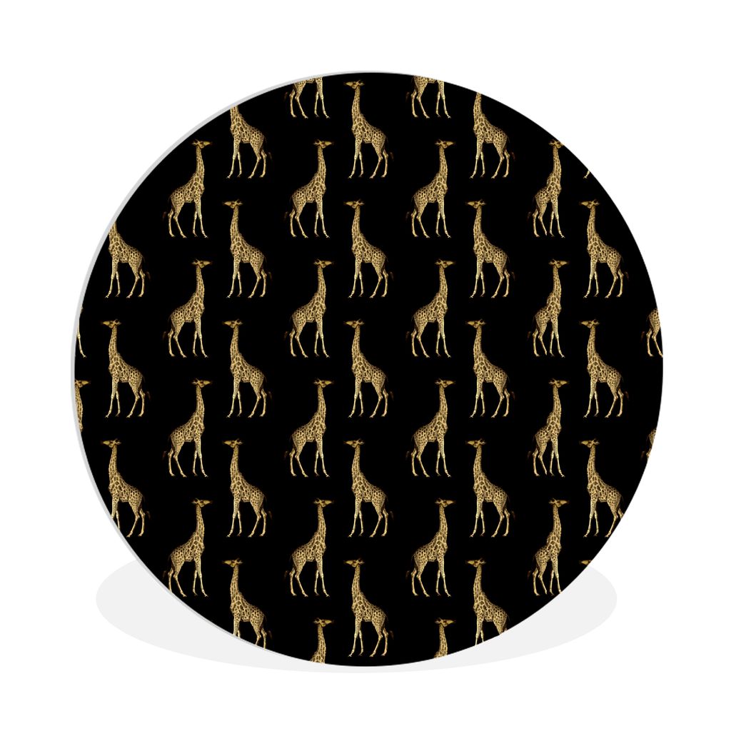 MuchoWow Rundes Wandbild - Runde Bilder Muster - Tiere - Gold - Giraffe Ø 90 cm Kreis Wanddekoration Kunststoff - Wandkreis - Wandschmuck - Wand...