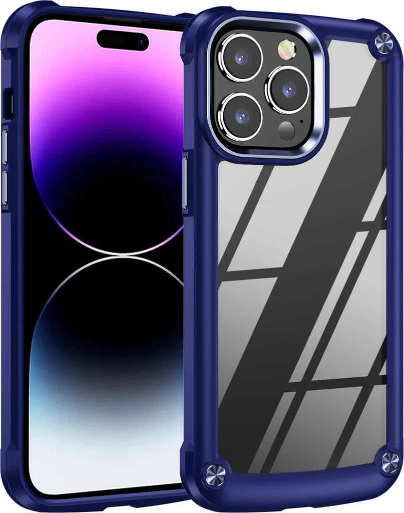 Custodia iPhone 15 Pro Trasparente Blu - Protezione TPU PC Antiurto