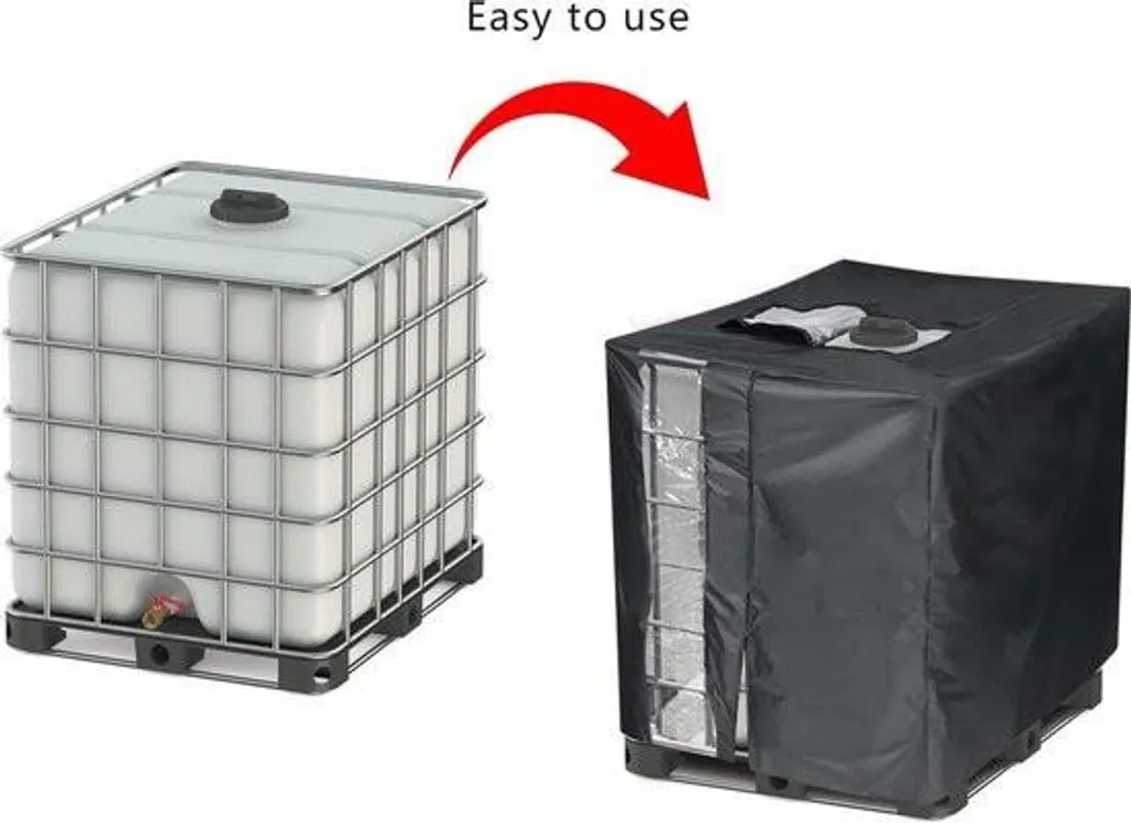 Copertura per cisterna IBC, copertura per container IBC da 1000 l, telone di copertura per cisterna d'acqua, copertura di protezione per cisterna IBC con finestra di visualizzazione, tappo di protezione, telone di protezione per cisterna d'acqua piovana Contenitore IBC, 120 x 100 x 116 cm - 6