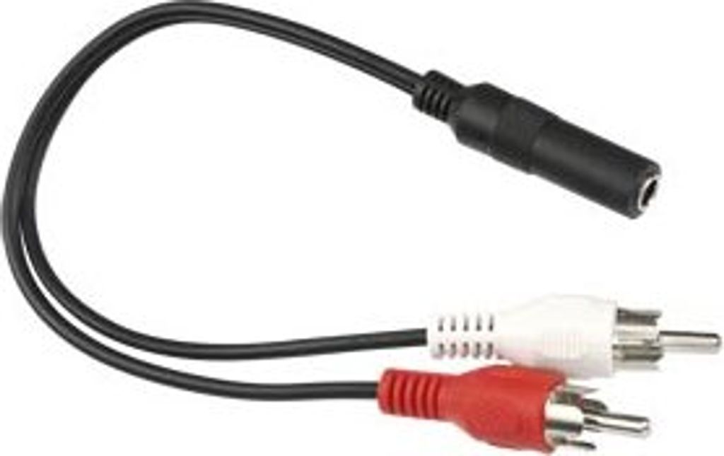 Audio-Adapterkabel 2x Cinchstecker zu Klinkenkupplung 3,5 mm stereo. Länge 1,5 m.