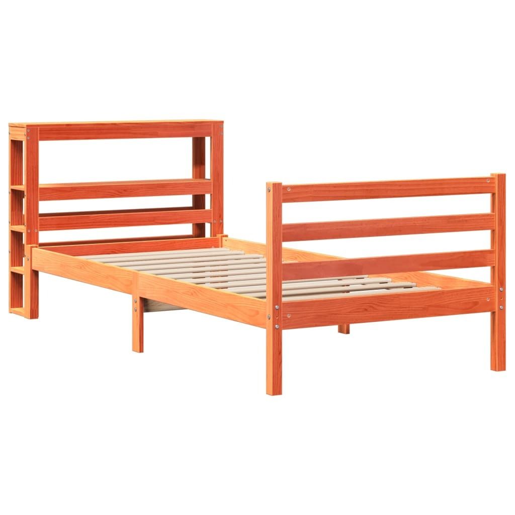 Massivholzbett ohne Matratze Wachsbraun 75x190 cm Kiefernholz