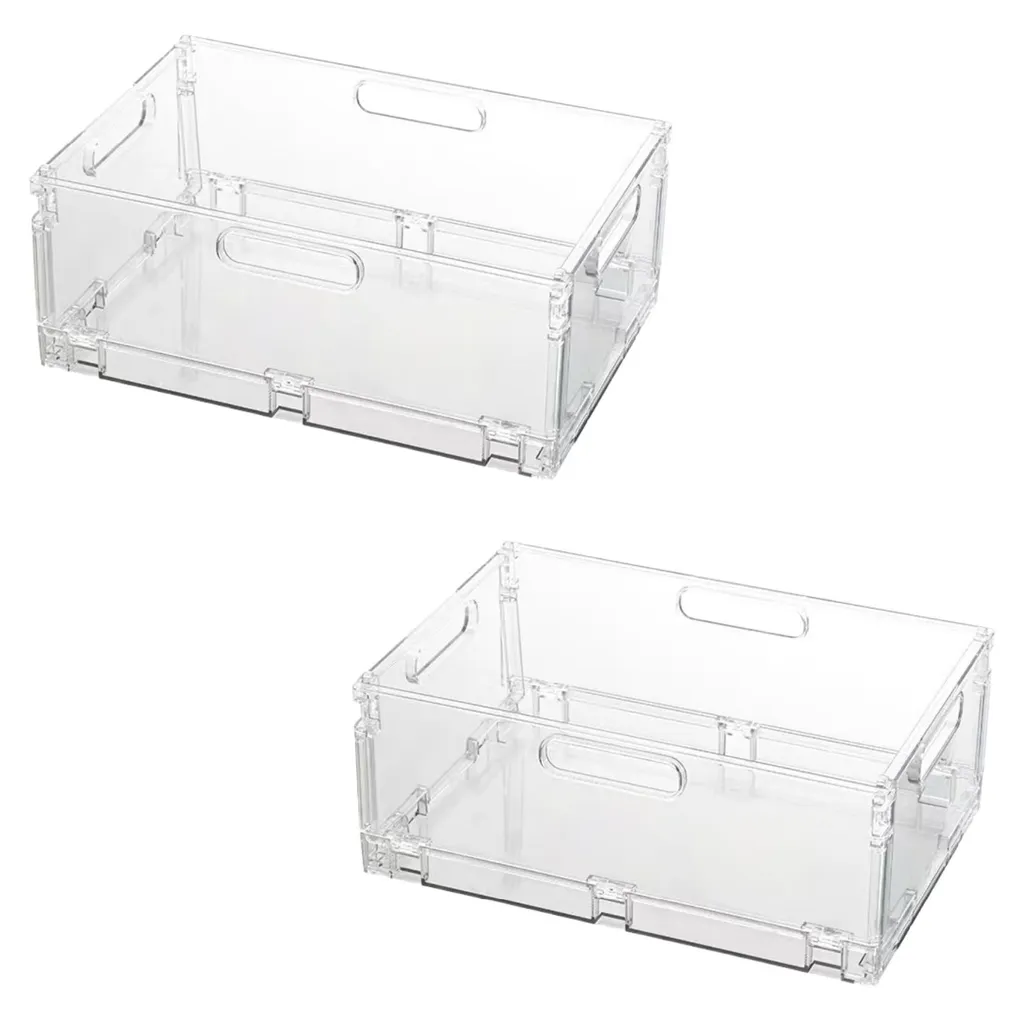 Panier de rangement pliable transparent en plastique PET lot de 2