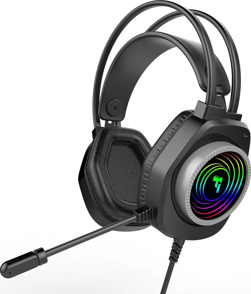 Swissten Cavo Cuffie da Gioco Nero 2.1m con Luci RGB e Jack 3.5mm