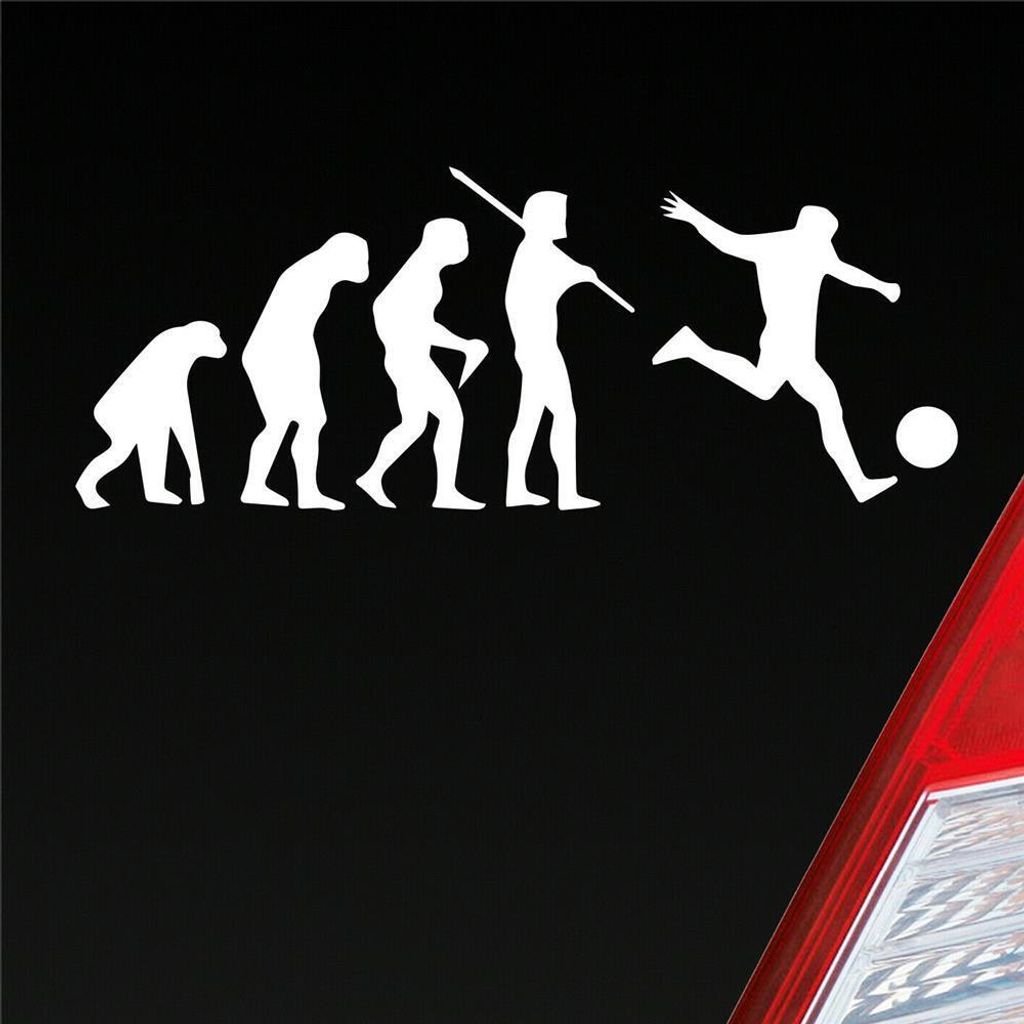 Auto Aufkleber Evolution Fussball Sport Fußball Soccer 15x6 cm Weiss Glanz Sticker Heckscheibenaufkleber