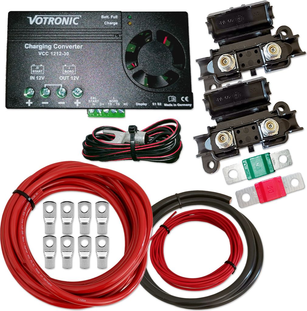 Zweitbatterieset | Votronic VCC 1212-30 Ladebooster 12V 30A | 6m 10mm² Kabel