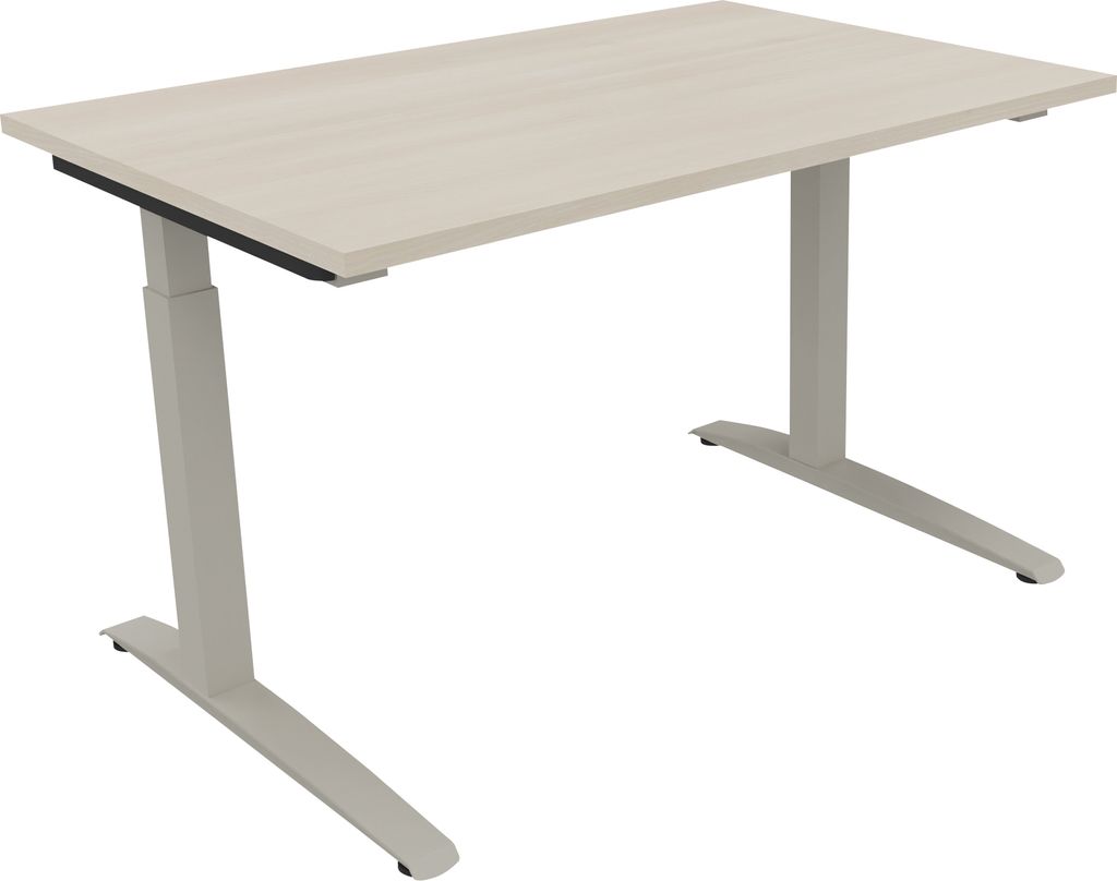 Schreibtisch Kufe Einzels. Quadrat B1200xT800xH650-850 si/Akazie hell