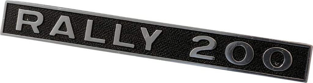 Schriftzug Emblem für Heck "RALLY 200" schwarz/alu 120x15mm, 2 Pin