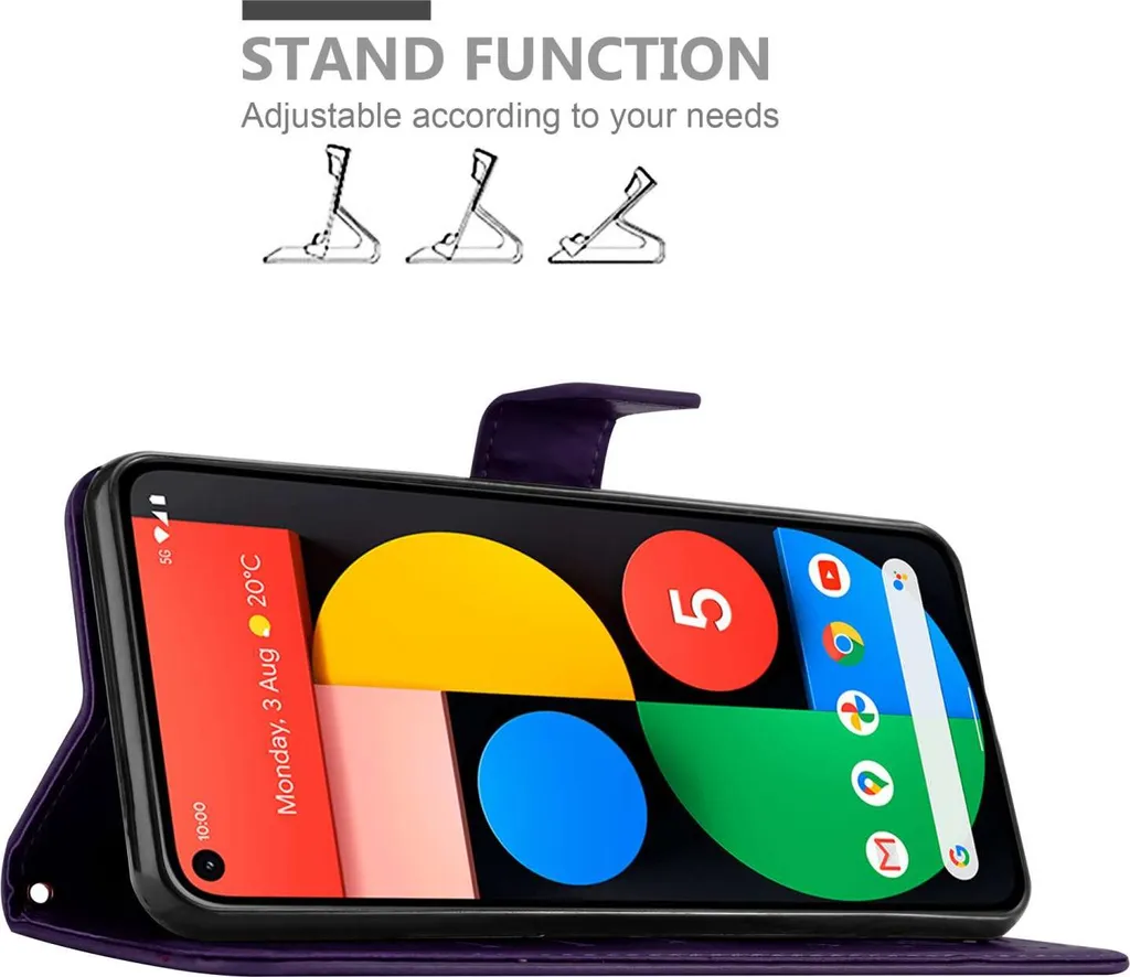 Cadorabo cover per Alcatel 1S 2020 in TURCHESE FLOREALE Cover protettiva in design floreale con chiusura magnetica, funzione stand e slot per carte di credito Flip Case Flower Cover Etui Handy Klapp Hülle Book Tasche - 3