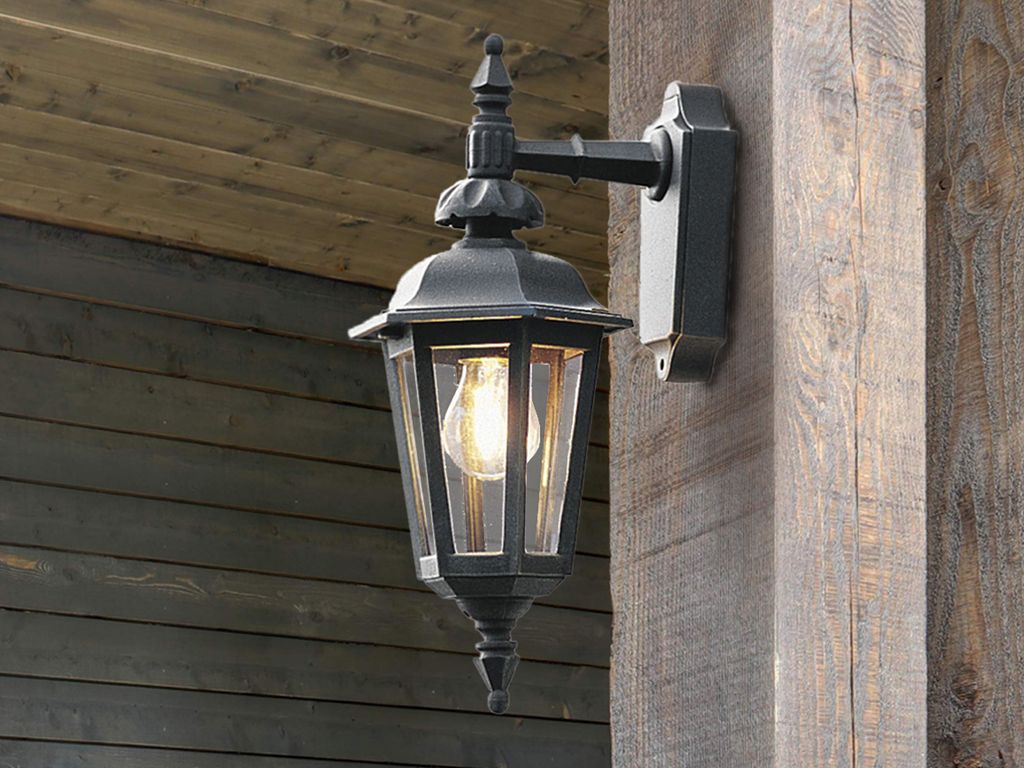 LED Außenwandleuchte, Außenwandlaterne Landhausstil, Fassadenbeleuchtung Schwarz