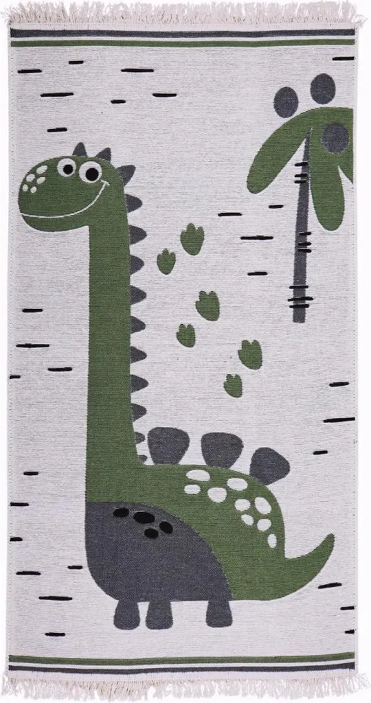 Tapis enfant Dinosaurus 120x170 cm en coton naturel et fibres douces