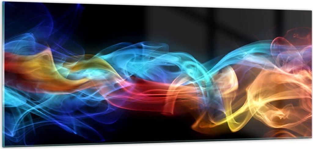 Bilder auf glas - Abstrakt luft bunt figur - 100x40cm - Glasbilder - Wandbilder - Kunstdruck - zum Aufhängen bereit - Wanddekoration aus Glas - Gl...