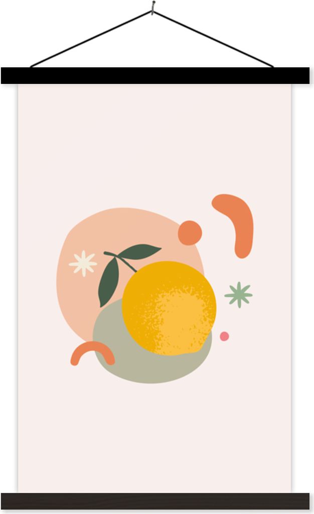 MuchoWow Textilposter Zitrone - Sommer - Farben 60x90 cm mit schwarzem Rahmen - Poster Wohnzimmer