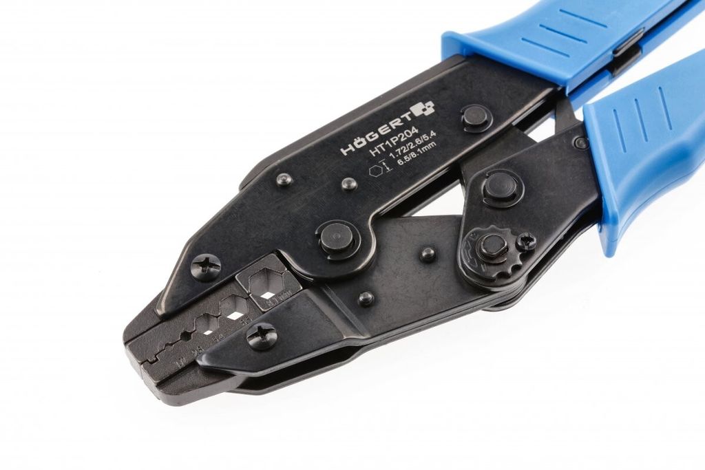 HÖGERT TECHNIK Crimpzange KOAX - 1,72-8,1 mm? - mit Ratschenmechanismus & Druckeinstellung - Präzisionszange für Kabelschuhe & Koaxialkabel - 23...