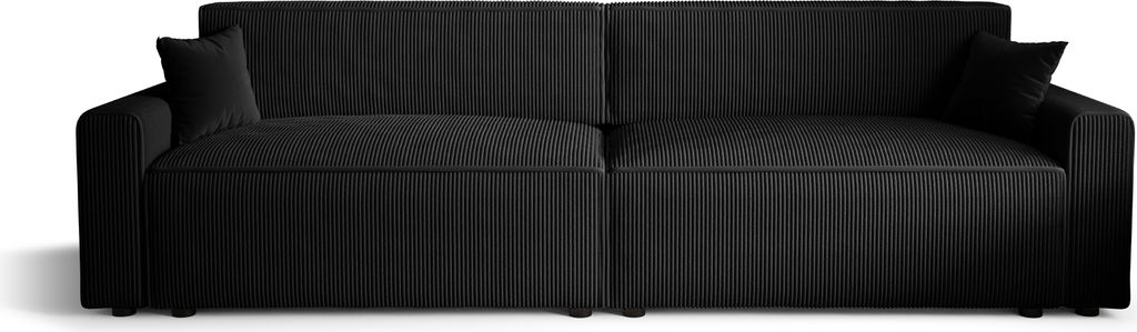 Schlafsofa Alvito 2X BIS, Farbe: Schwarz. Material: Kord. A: B: 312 cm, H: 85 cm, L: 94 cm,, Sofa mit Bettkasten und Schlaffunktion, Bettsofa, Schl...