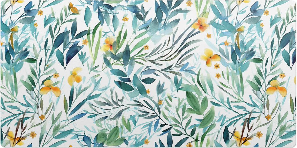 Pflanzenaquarell– Schreibtischunterlage – Schreibtisch Tischunterlage – 100x50 cm – Unterlage Groß Schreibtischmatte
