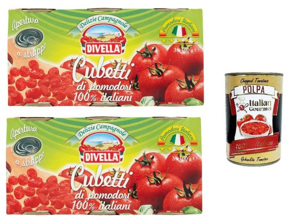 6x Divella Delizie Campagnole Cubetti di Pomodoro - 100% Italienisch + Italian Gourmet Polpa 400g gratis