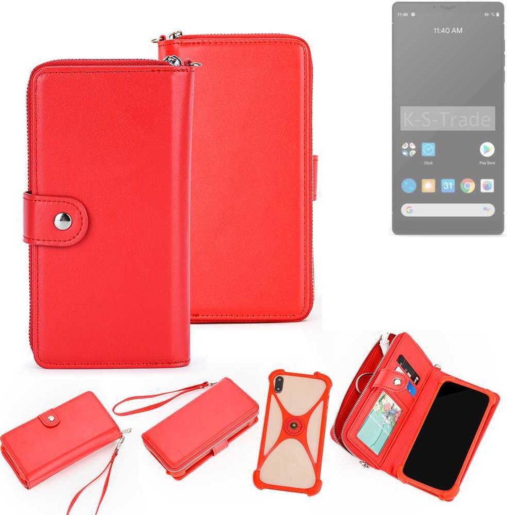K-S-Trade 2in1 Schutzhülle Portemonnee Handyhülle mit Bumper kompatibel mit Carbon 1 MKII Hülle Case Etui Geldbörse Smartphone rot (1x)