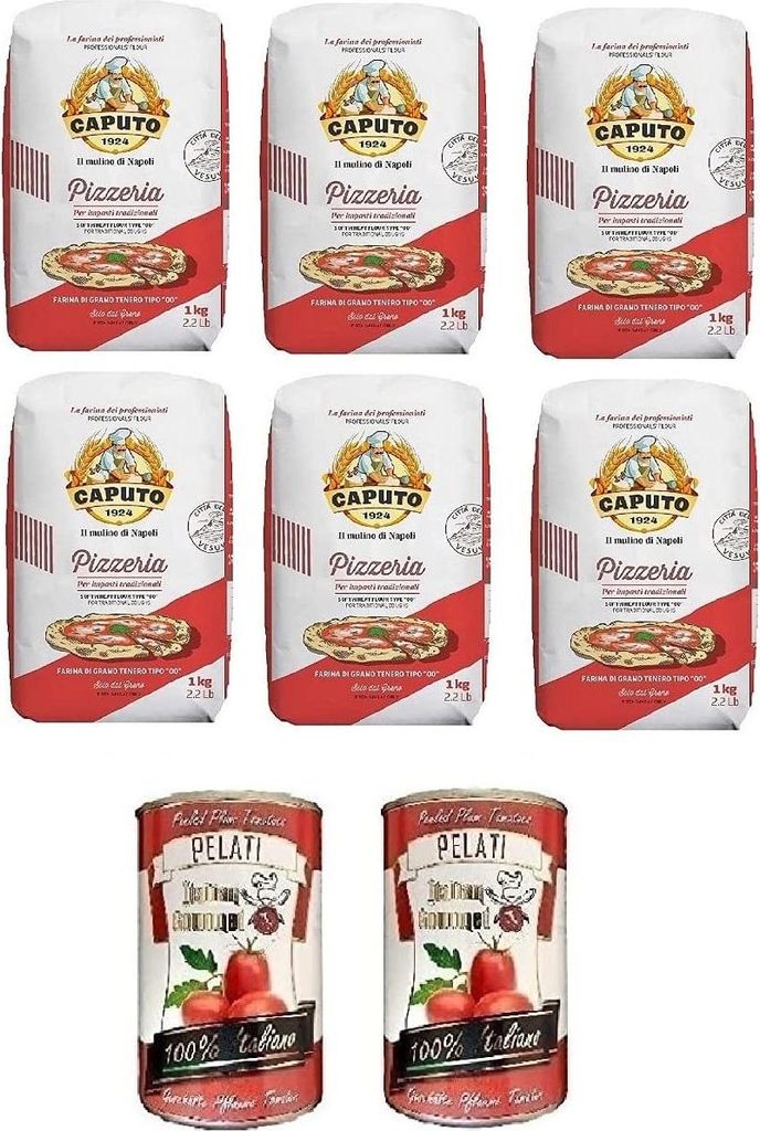 6x Farina Molino Caputo Pizzeria per Pizza Napoli Pizzamehl Pizza Mehl 1kg + Italian Gourmet 100% italienische geschälte Tomaten dosen 2x 400g