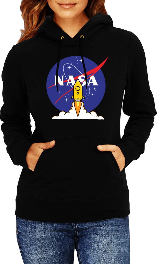 Damen Kapuzenpullover Nasa Space Theme Nasa 013, Lady L / Schwarz