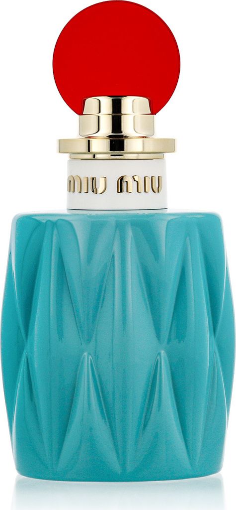 A studio shot of a Miu Miu perfume bottle.