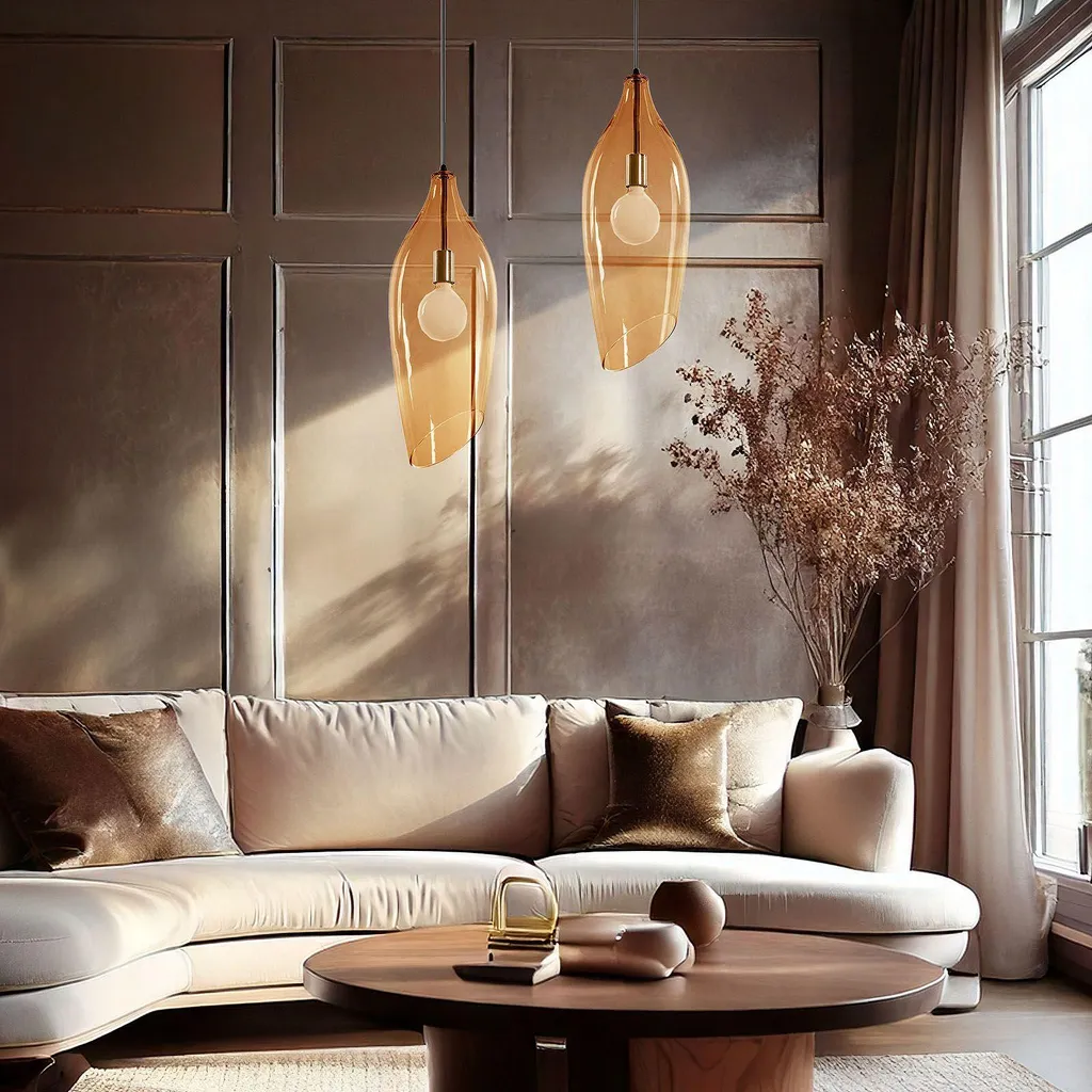 Suspension Toolight APP892-1CP en verre transparent style moderne chic