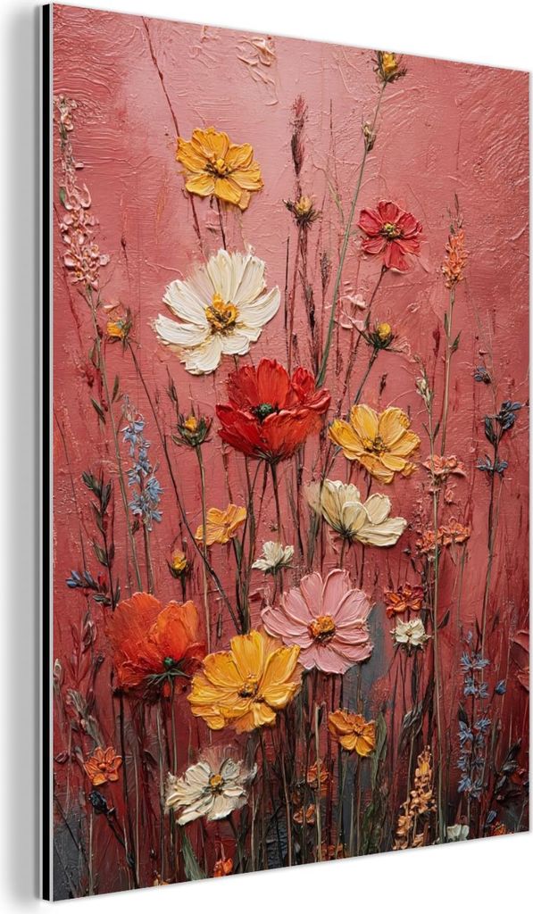 MuchoWow Wanddekoration Metall Metallbild Wandkunst 60x80 cm Blumenbouquet - Tiefe - Spürbare Textur MuchoWow Aluminium Gemälde - Wanddekoration ...