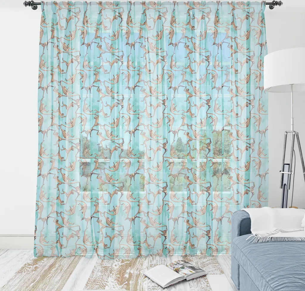 Tapisserie Jungle Satinée Bleu et Caramel 210x274 cm Motif Animaux