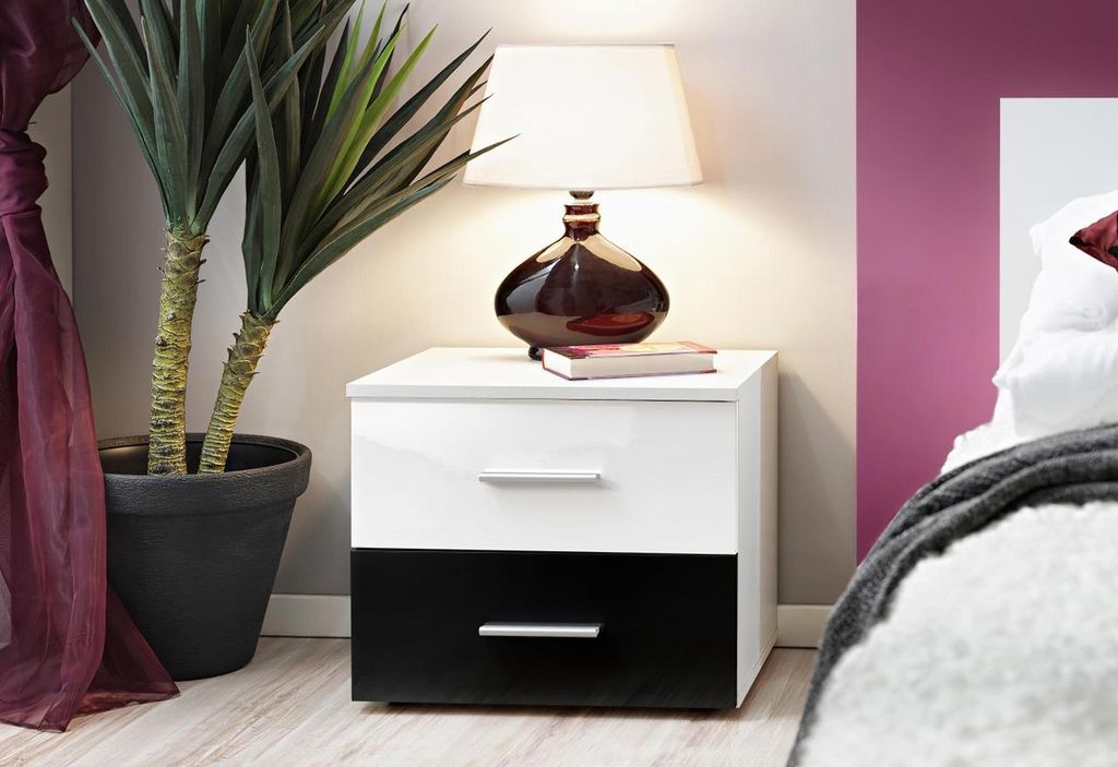 Schlafzimmer Weiß Nachttisch Luxus Einrichtung Holz Designer Möbel Neu