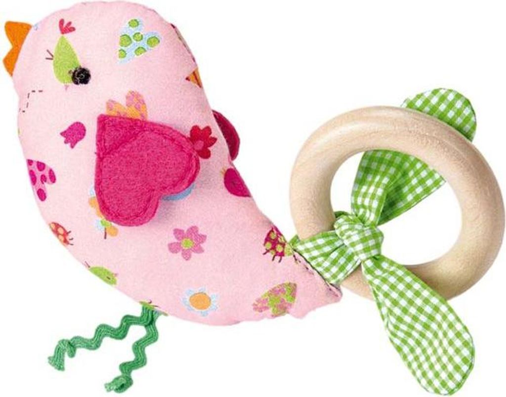 Käthe Kruse Holz Greifspielzeug Vogel rosa Babyspielzeug