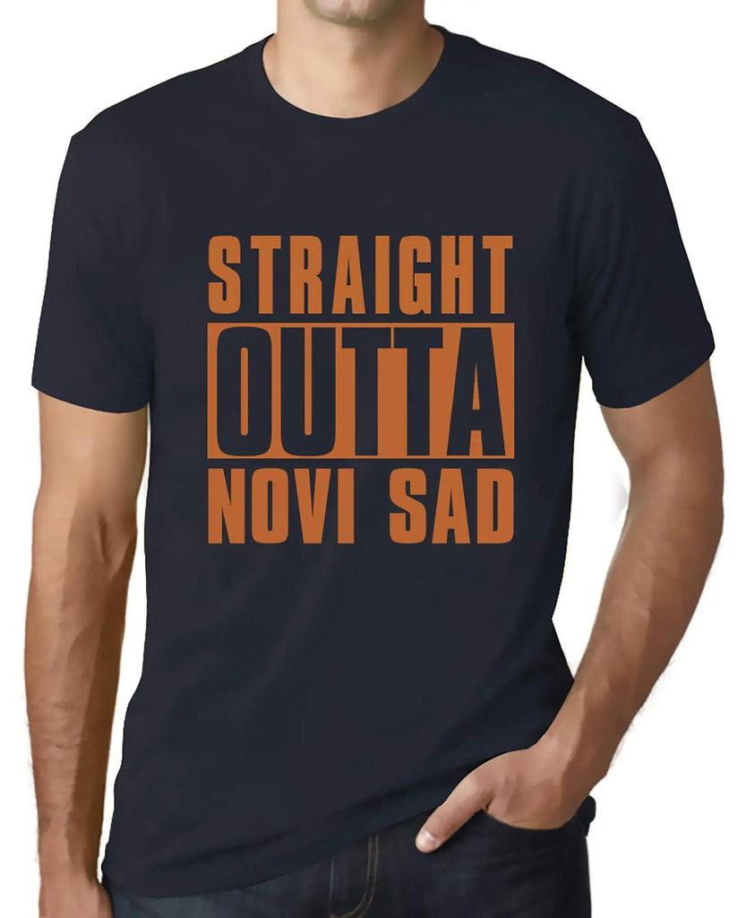 Herren Grafik T-Shirt Straight Outta Novi Sad Öko-Verantwortlich Vintage Jahrgang Kurzarm Lustige Druck Geburtstag Geschenk Mann