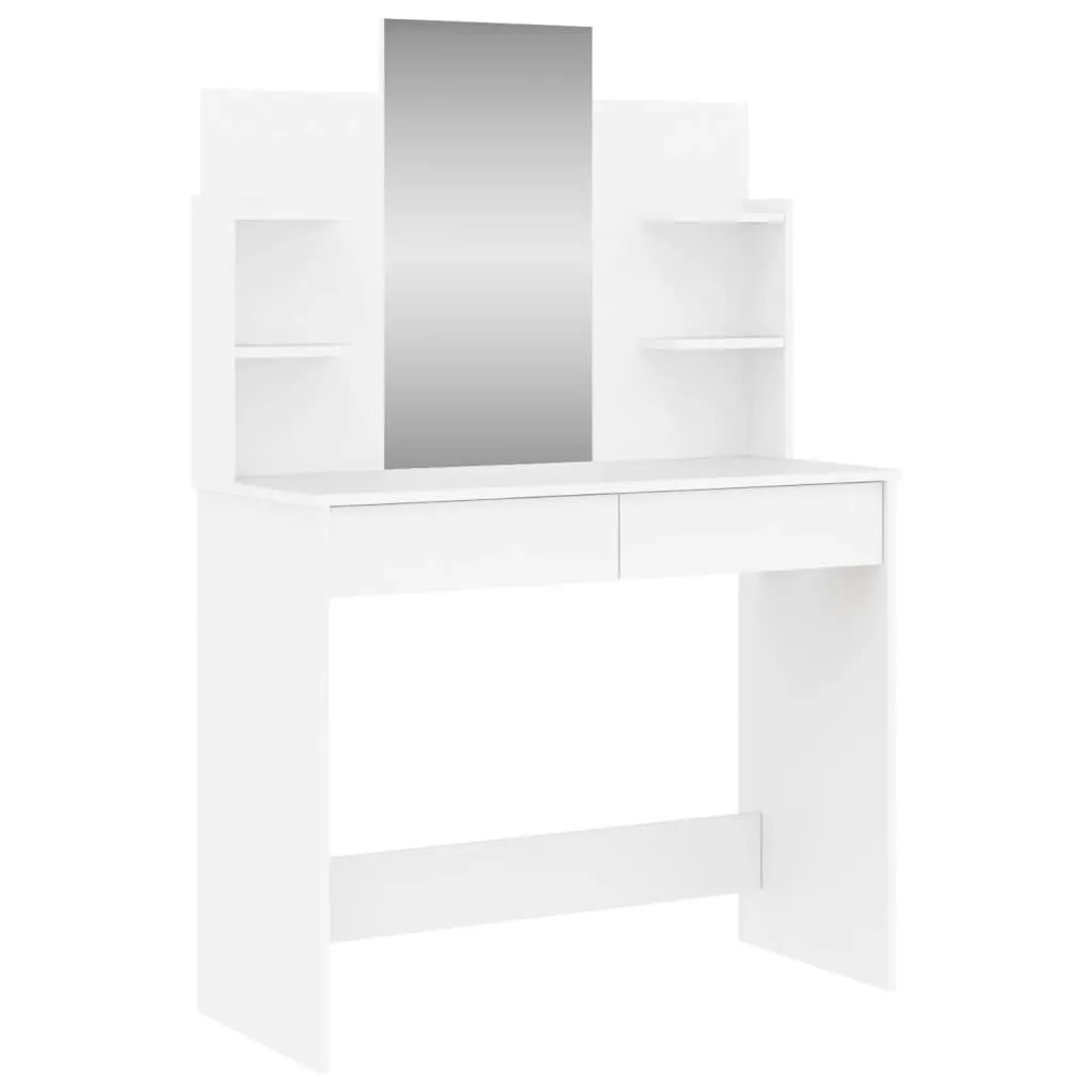 Tavolino con specchio bianco 96x39x142 cm