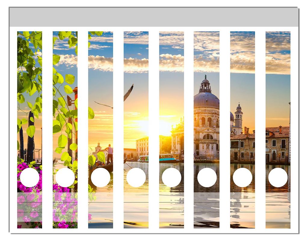 Wallario Ordnerrücken Sticker, selbstklebend für schmale Ordner, 8 Stück, Motiv Italienischer Sommerabend