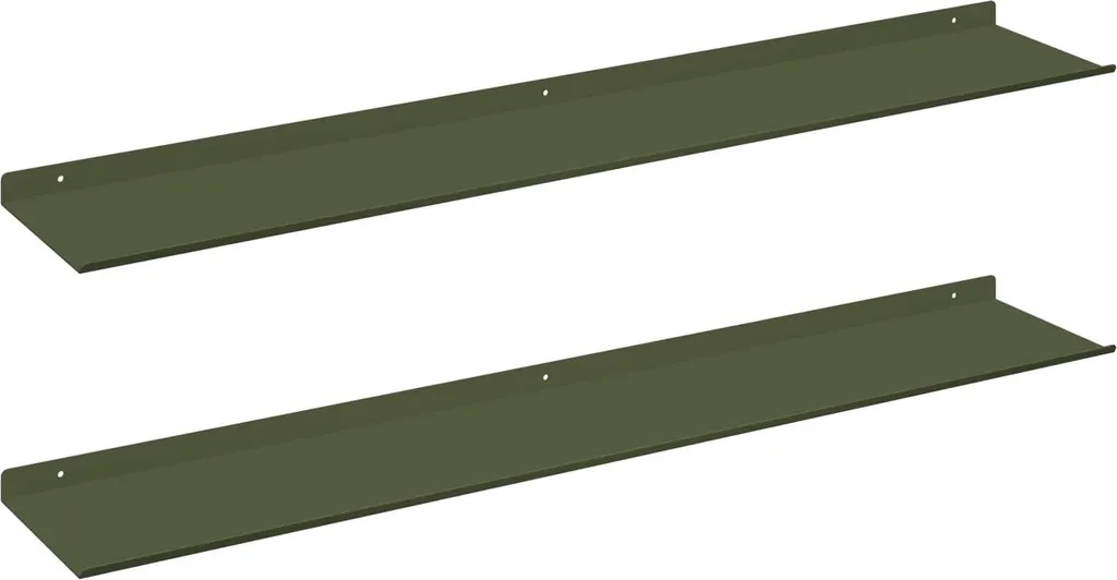 vidaXL Mensola a muro con ripiano 2 pezzi Verde oliva 100 x 18 x 2,5 cm