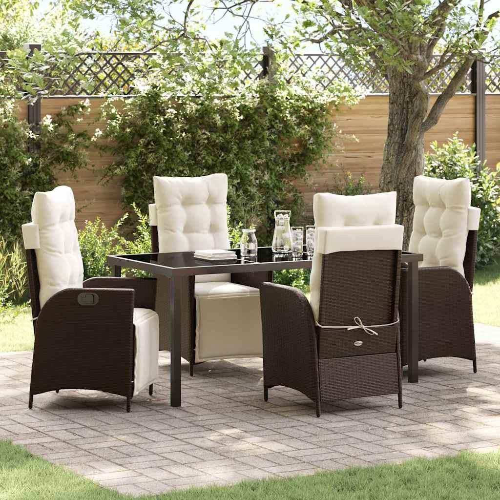 Maison Exclusive - Garten Essgruppe mit Kissen 5 pcs Braun Poly-Rattan