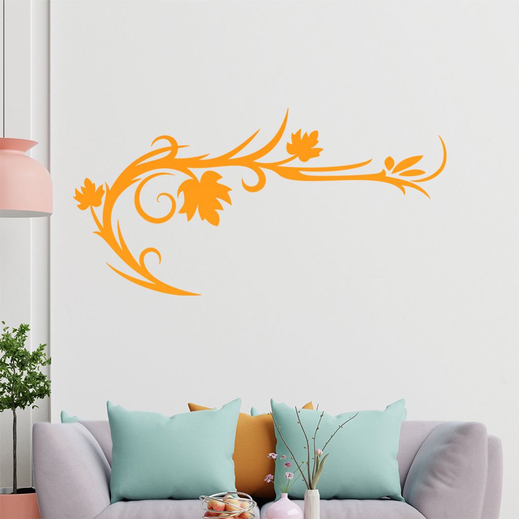 Blätter - Linien Wandtattoo in 6 Größen - Wandaufkleber Wall Sticker - Dekoration, Küche, Wohnzimmer, Schlafzimmer, Badezimmer