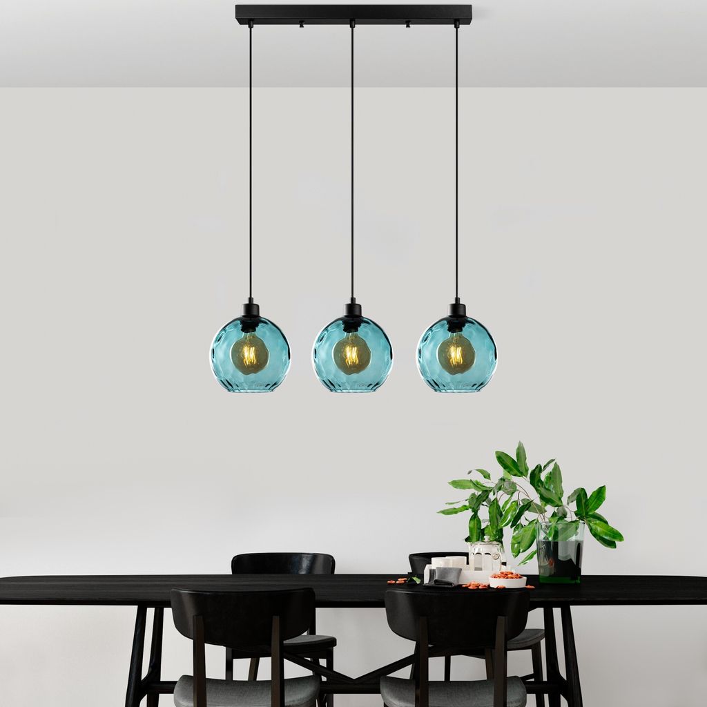 Opviq, Benek - 20-14342, Kronleuchter, Blau, METALLKÖRPER, 70 x 20 x 40 - 120 cm