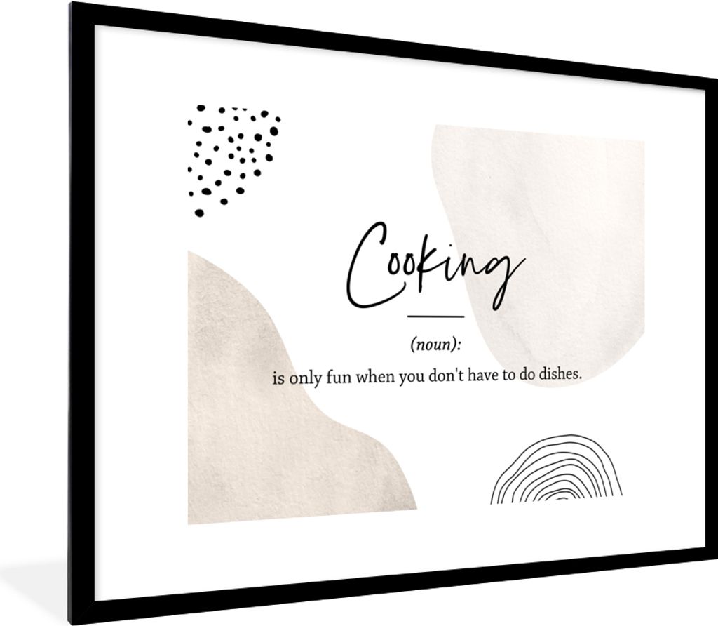 MuchoWow Gerahmtes Poster Sprichwörter - Definition des Kochens - Wörterbuch - Zitate 80x60 cm - Poster mit Schwarzem Bilderrahmen Wandposter R...