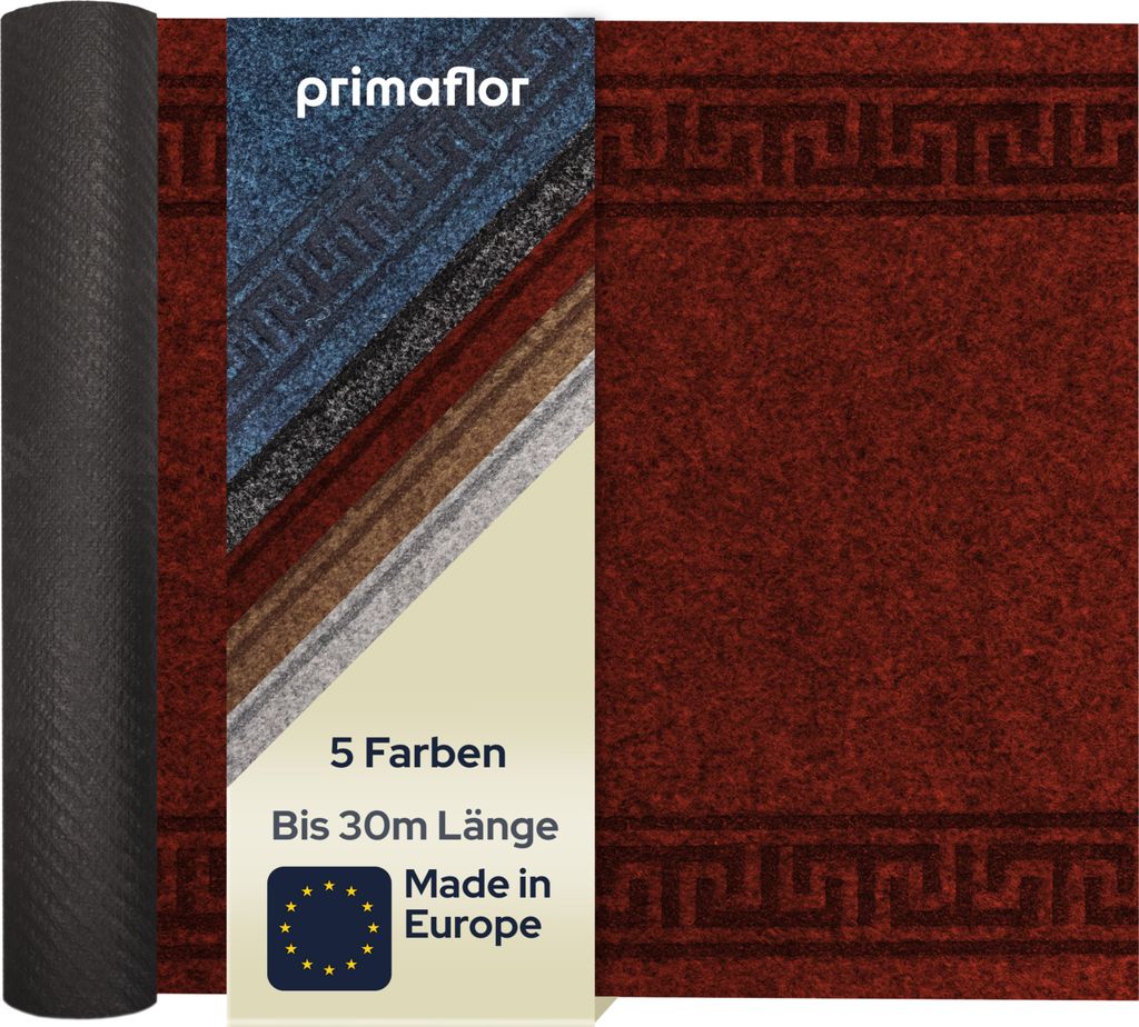 Primaflor Sauberlauf OLYMPIA - Rot - 0,80m x 4,00m - Meterware - Schmutzfangmatte in 5 Farben - Fußmatte mit rutschfestem Gel-Rücken - Antirutsch...