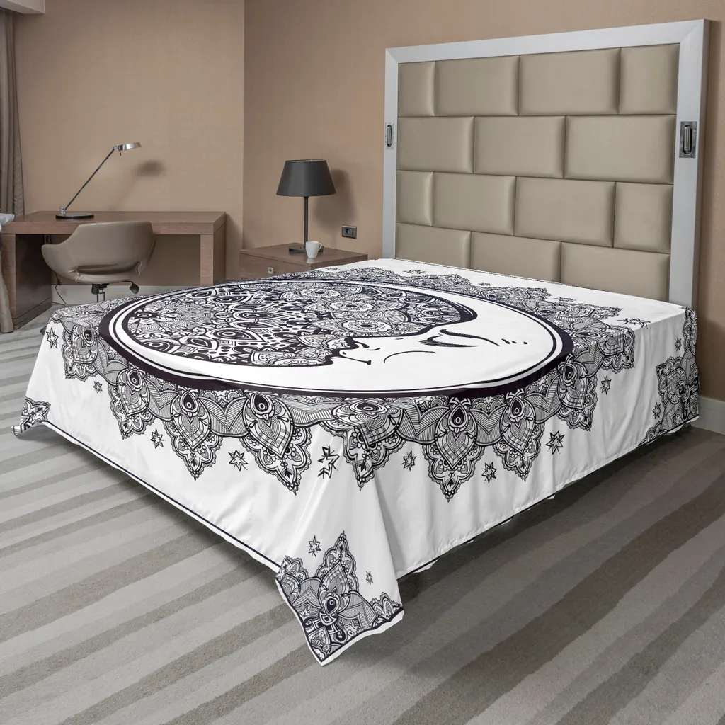 Drap de lit plat Zodiaque ABAKUHAUS 260x228 cm Mandala Zentangle Bleu