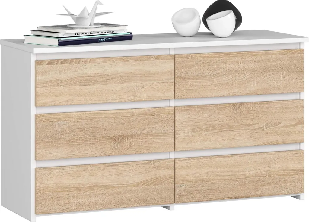 Comò CL100 6 Cassetti Bianco e Rovere Sonoma - Mobili per Camera