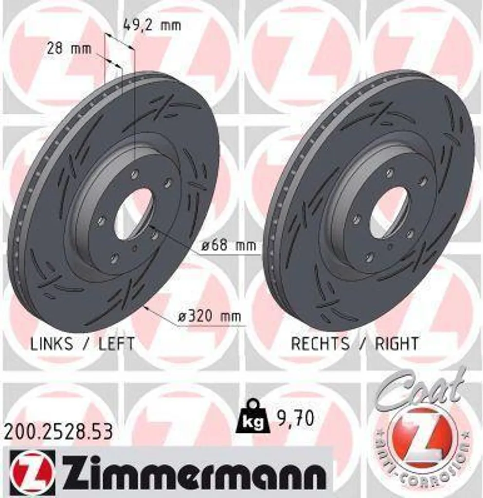 Disque de frein Zimmermann pour Nissan Murano Z50 idéal grand trajet