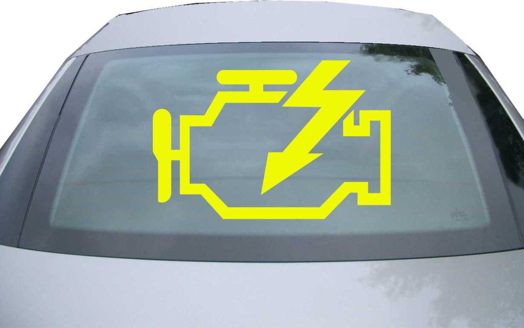 Indigos UG - Aufkleber Heckscheibe & Motorklappe DE2857 - neongelb - 600x400 mm - Check Engine - Auto Scheiben Fenster Heckklappe Tuning Racing JDM...